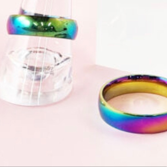 Smooth Rainbow Ring Size 9(19) Gay Pride - Picture 5 of 7